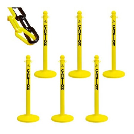 Gec Mr. Chain Caution Label Stanchion and Chain Kit, 40in Height, 50' of 2in Chain 96481-6